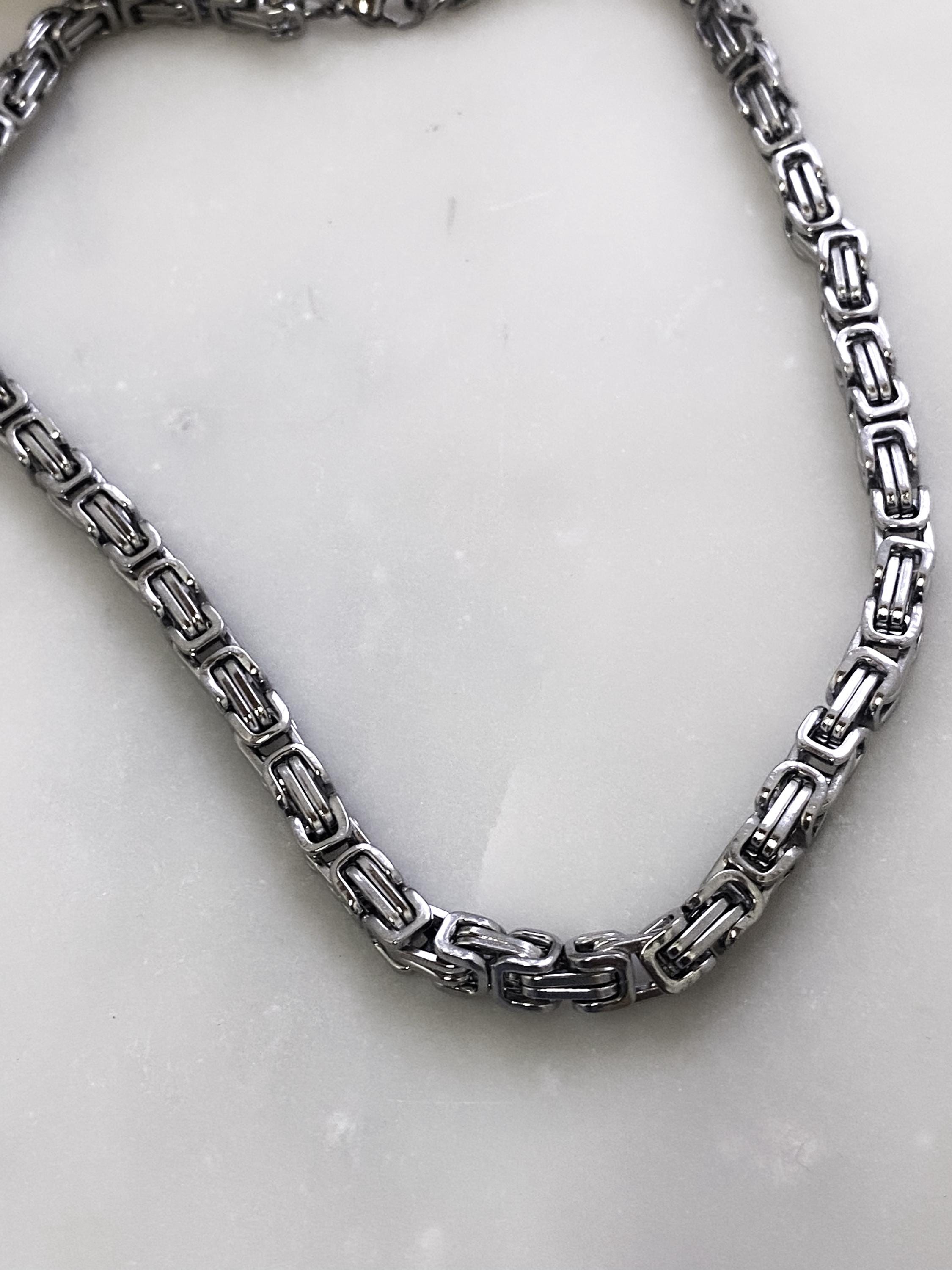 Byzantine Silver Chunky Chain Necklace, Mums Gift Jewelry, Statement Thick Heavy Necklace, Retro Vintage Style Necklace, Anniversary Gift