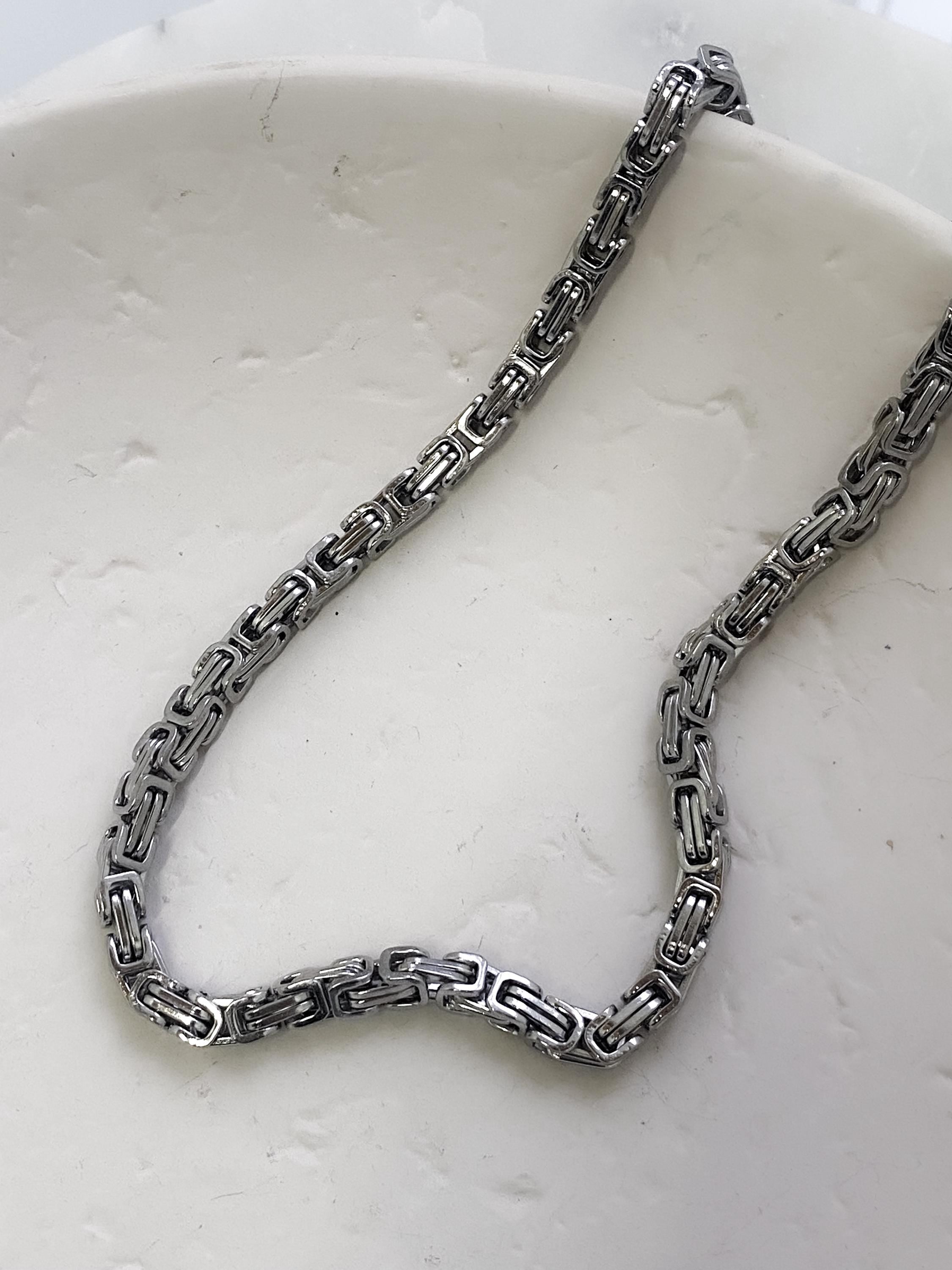 Byzantine Silver Chunky Chain Necklace, Mums Gift Jewelry, Statement Thick Heavy Necklace, Retro Vintage Style Necklace, Anniversary Gift