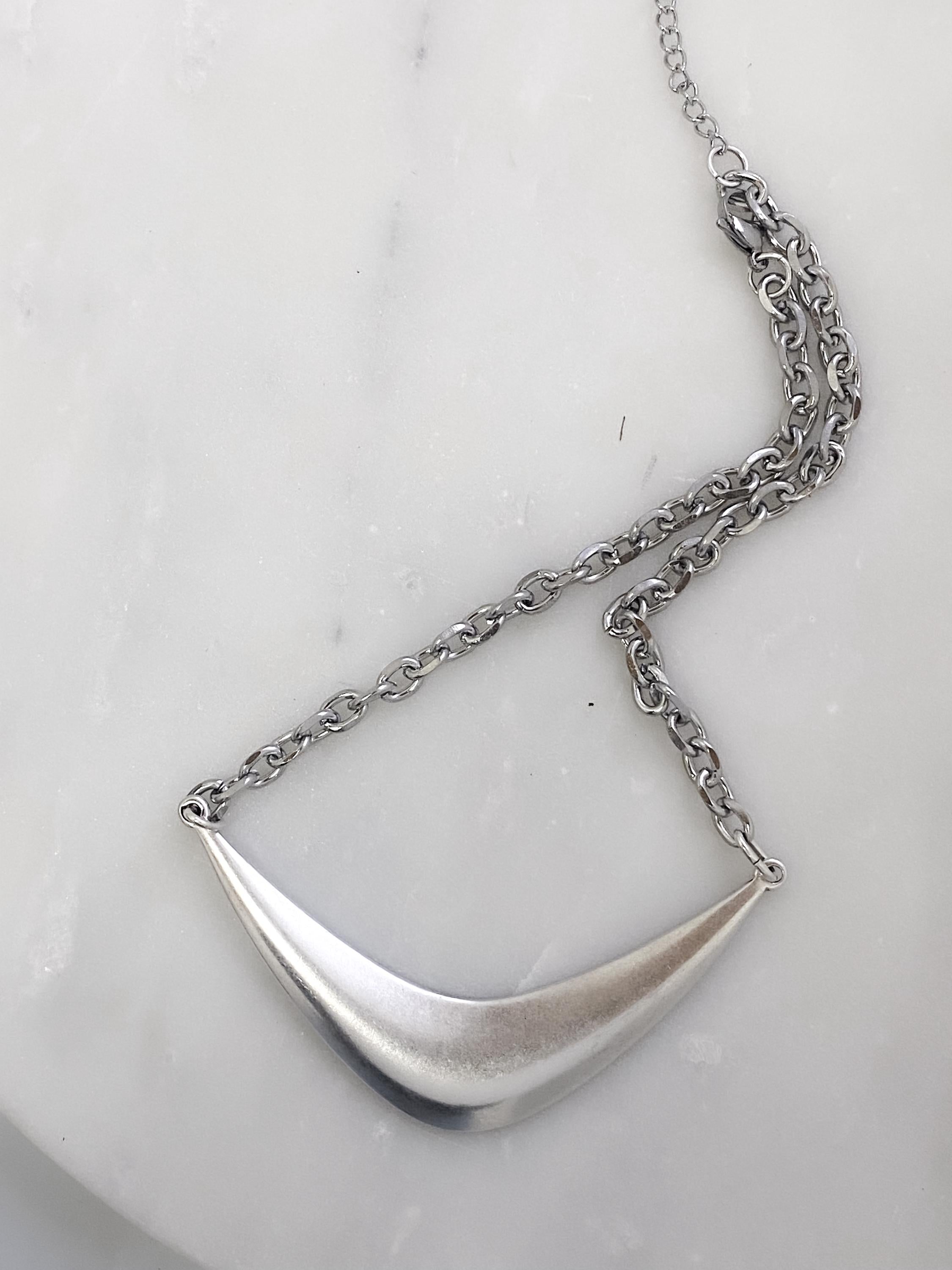 Bold Silver Chain Necklace | Organic Shape Collar | Chunky Pendant Choke | Edgy Thick Necklace | ANGIE