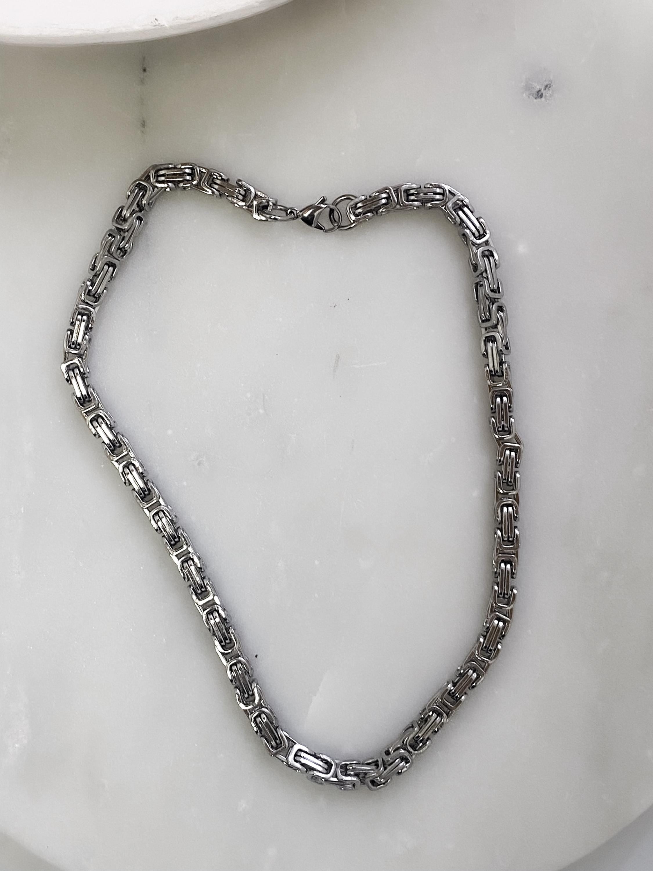 Byzantine Silver Chunky Chain Necklace, Mums Gift Jewelry, Statement Thick Heavy Necklace, Retro Vintage Style Necklace, Anniversary Gift