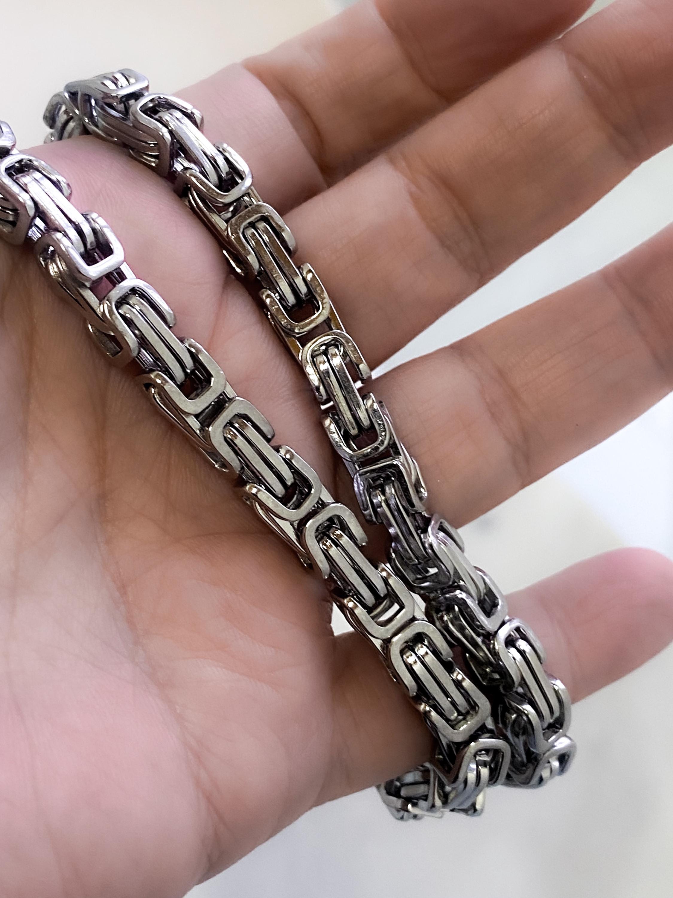 Byzantine Silver Chunky Chain Necklace, Mums Gift Jewelry, Statement Thick Heavy Necklace, Retro Vintage Style Necklace, Anniversary Gift