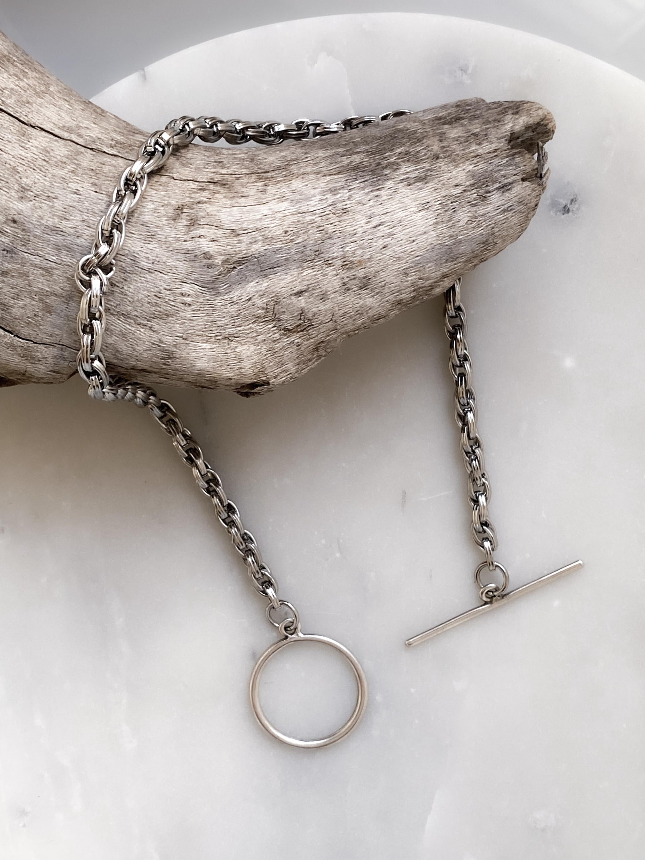 Silver Chunky Necklace, Big Toggle Chain Necklace, Oversize Toggle Clasp Choker, Industrial Style, MADI