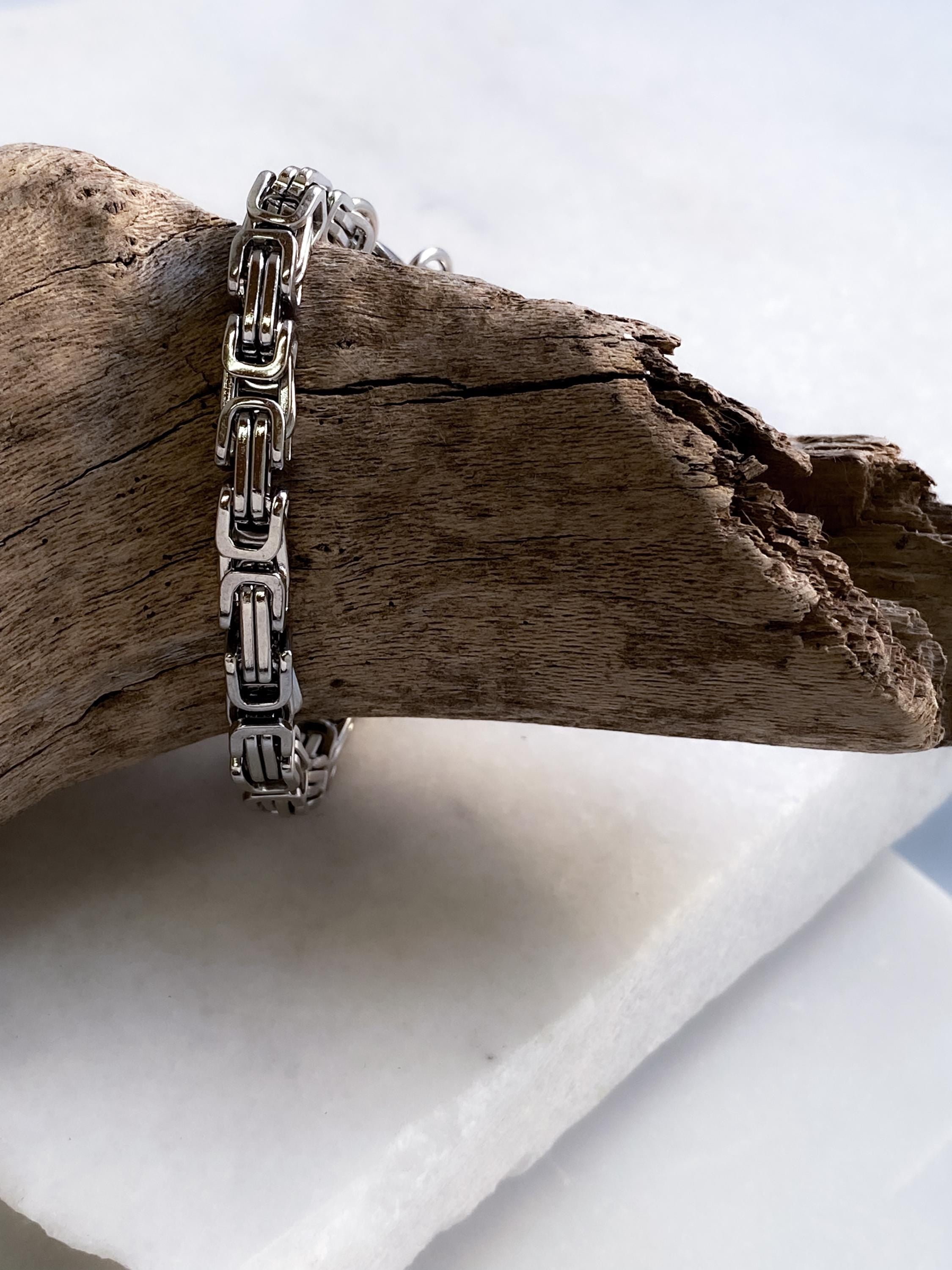 Silver Chunky Byzantine Chain Bracelet, Mums Gift Jewelry, Statement Thick Heavy Bracelet, Retro Vintage Style, Wife Anniversary Gift