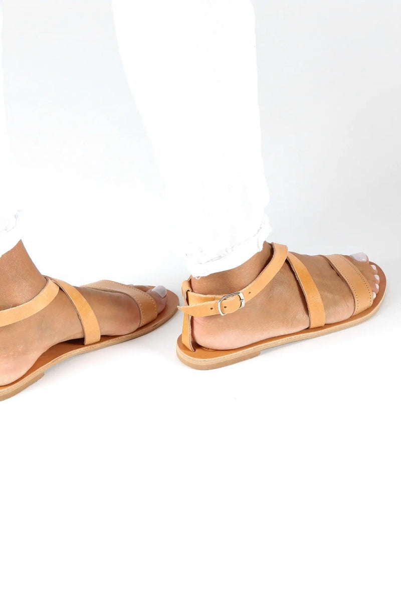 MYRTO Natural, Sandales Grecques plates, Griechische Sandalen, Greek Leather Sandals, Sandalias Griegas, Summer Flat Sandals