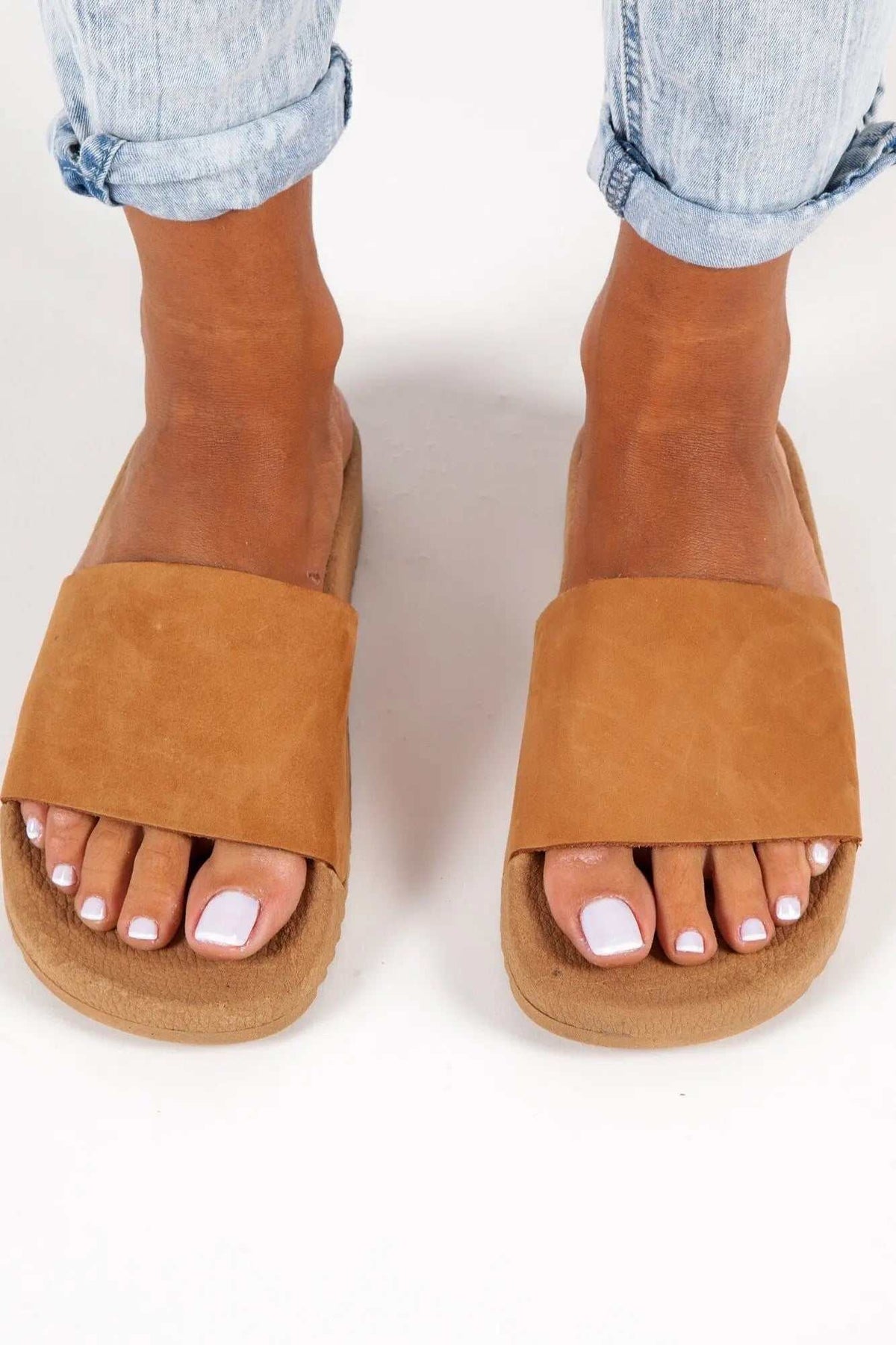 POSEIDON Handmade Greek Sandals in tan leather with broad straps and natural rubber soles