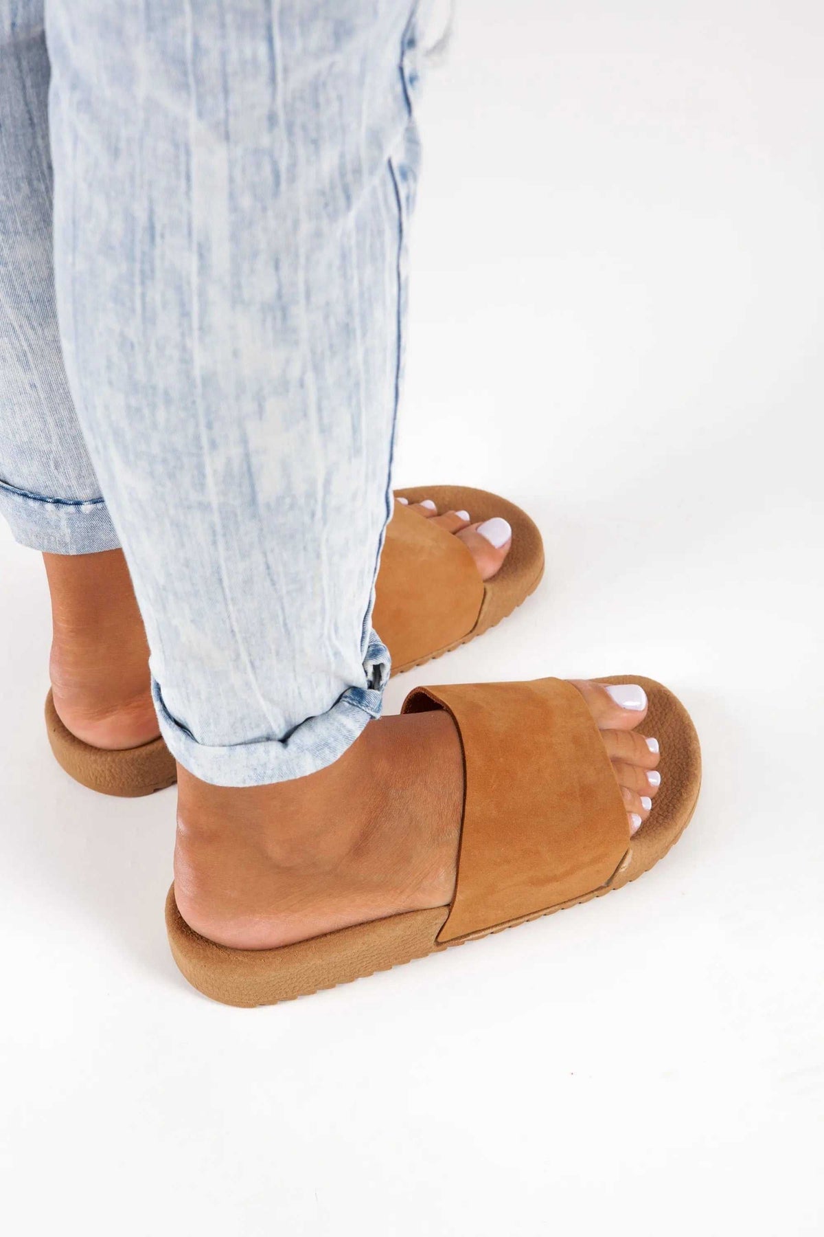 POSEIDON Handmade Greek Sandals in tan leather with wide straps, open toes, and textured rubber soles