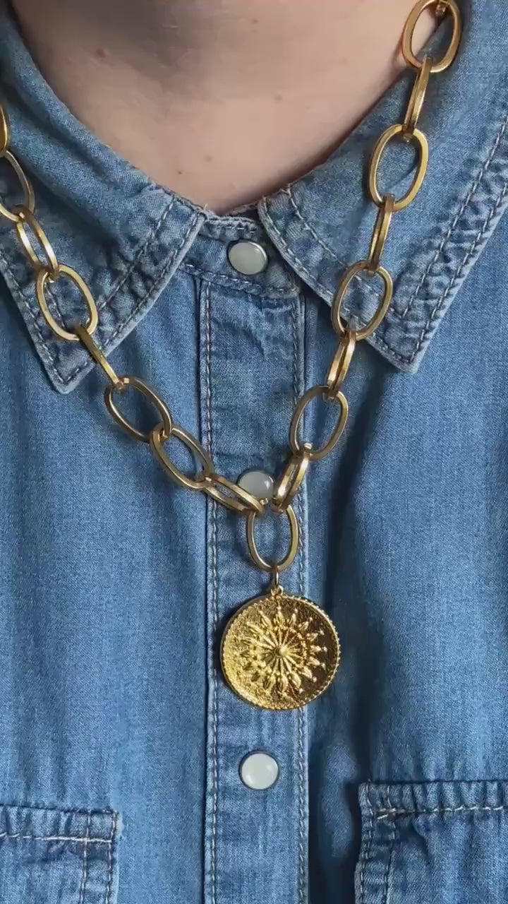 Sun Coin Pendant Necklace