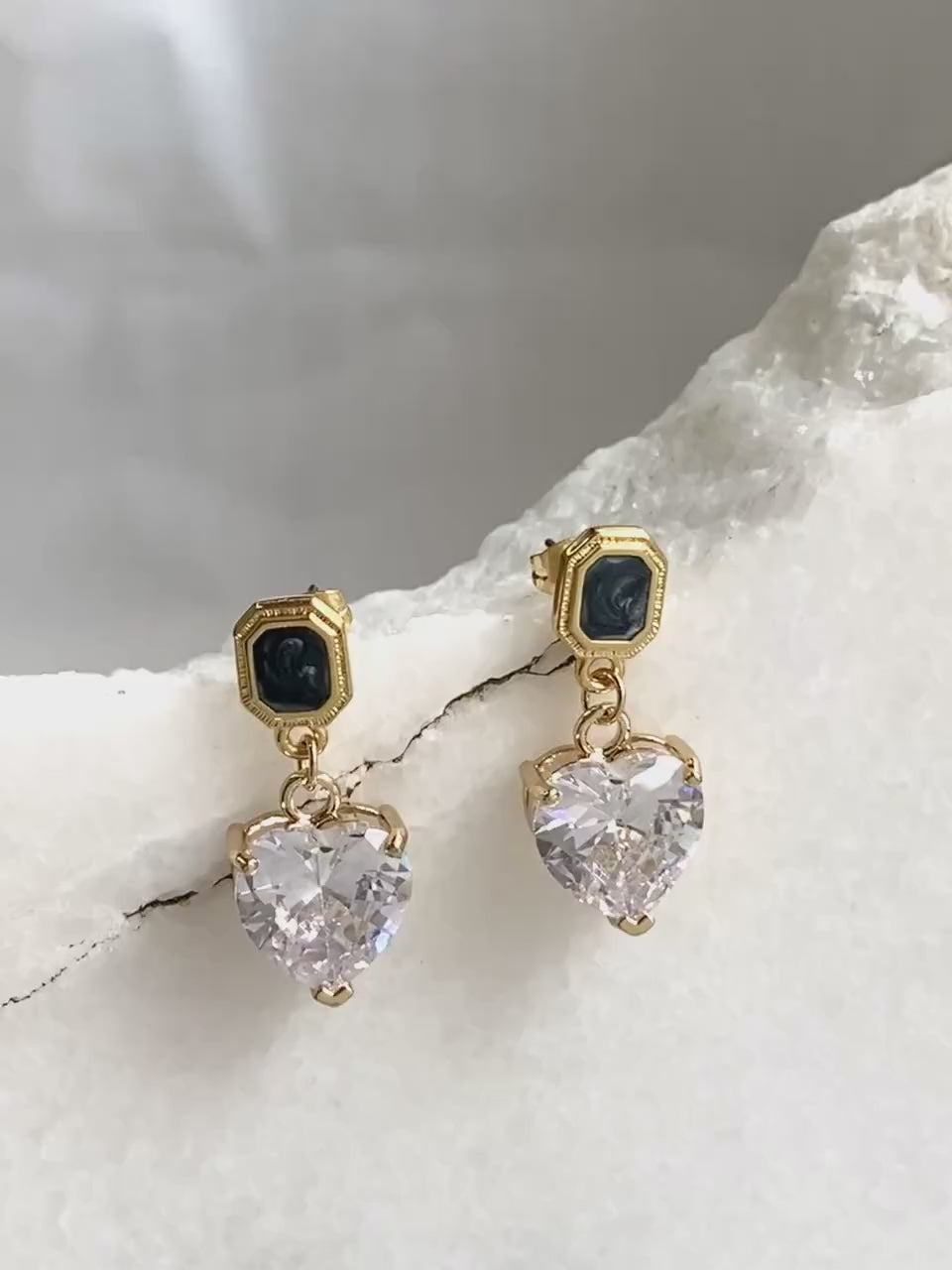 Crystal Heart Earrings Retro Style Heart Earrings Dangle Earrings Vintage Style Saint Valentine Gift for Her Zircon Heart Earrings