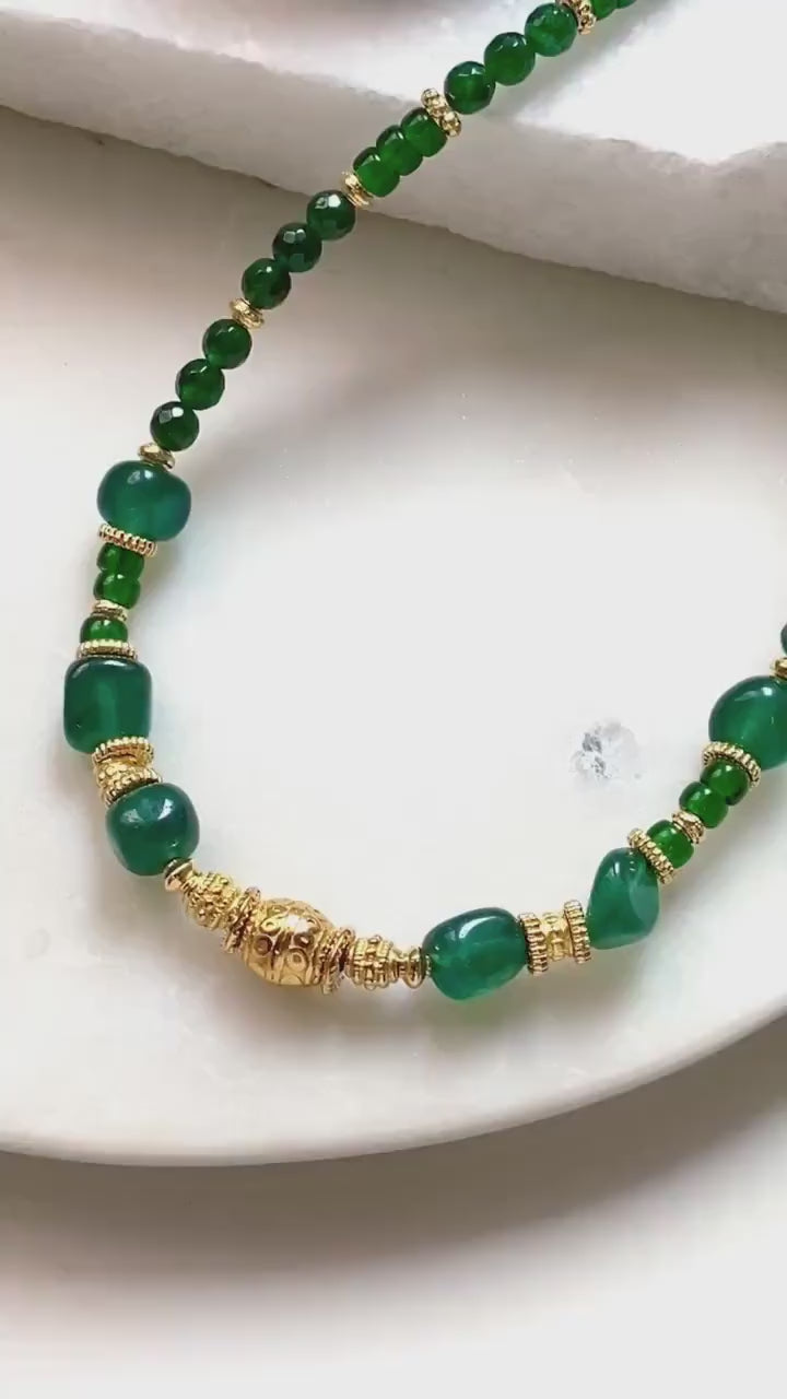 ROXANI Emerald Green Jade beaded necklace