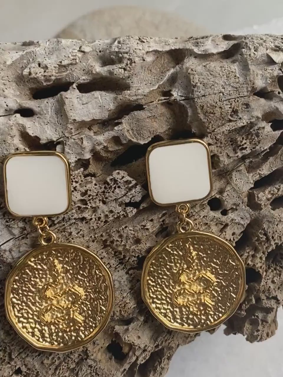 SNAKE Gold Coin Earrings