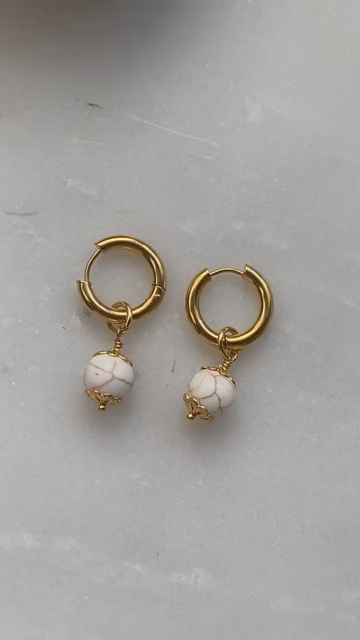 SORAYA Medium Huggie Hoop Earrings with gem charms