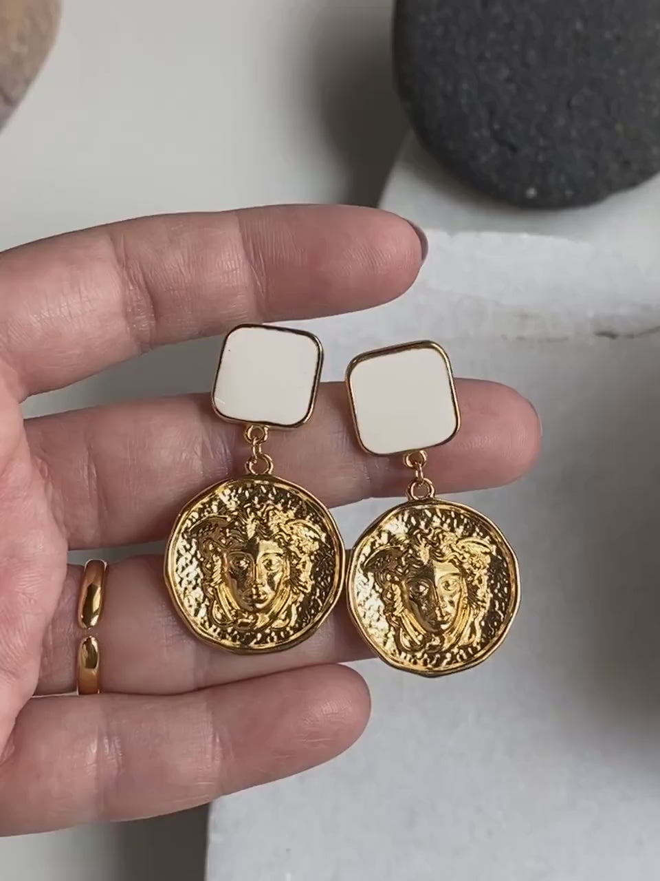 MEDUSA Gold Coin Earrings