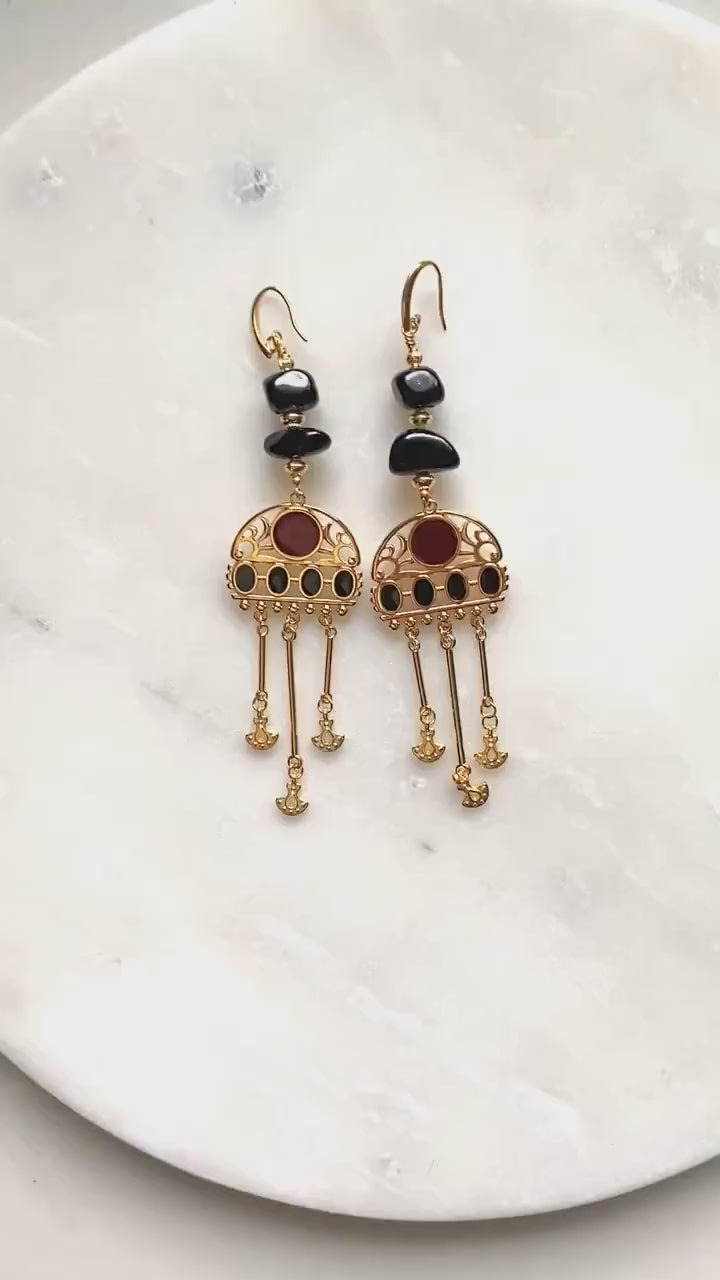 Long gold earrings