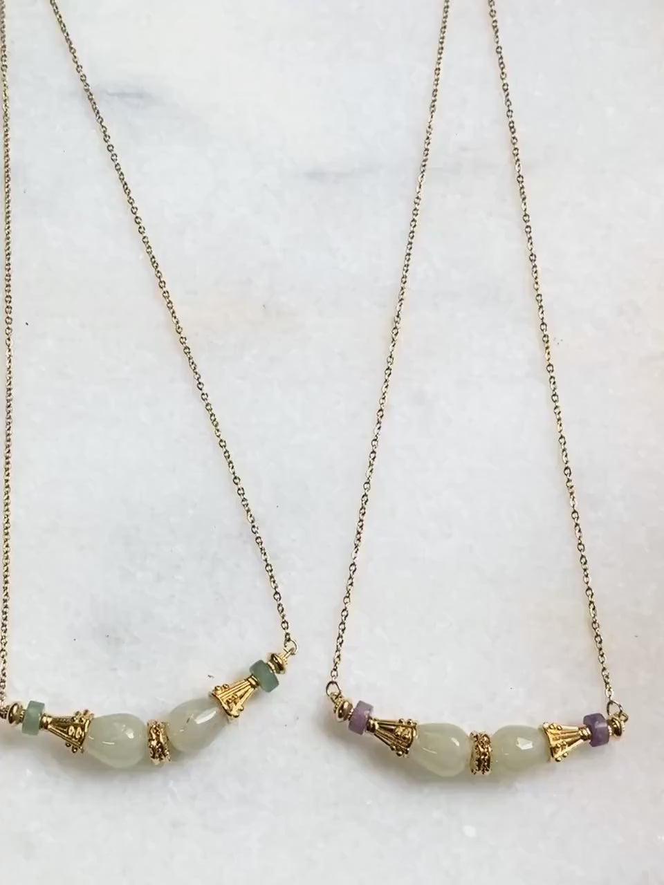Mum Gift Dainty Gems Necklace Agate Aventurine Amethyst Necklace Minimalist Necklace Gold Chain Pendant Necklace Valentines gift