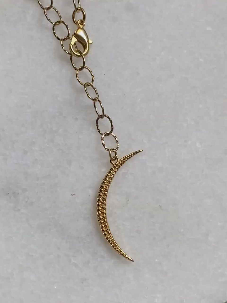 Chain Lariat Moon Necklace Gold half moon necklace Y Gold Chain Charm Necklace Gift for Girlfriend