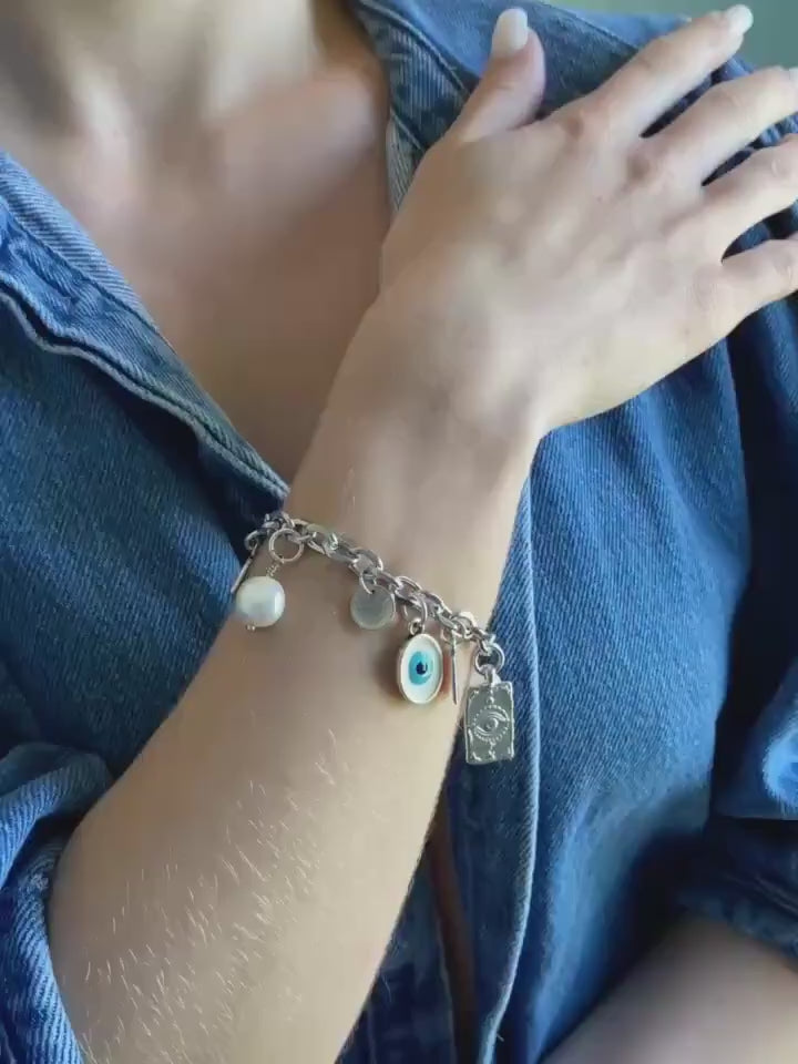 Silver charm bracelet
