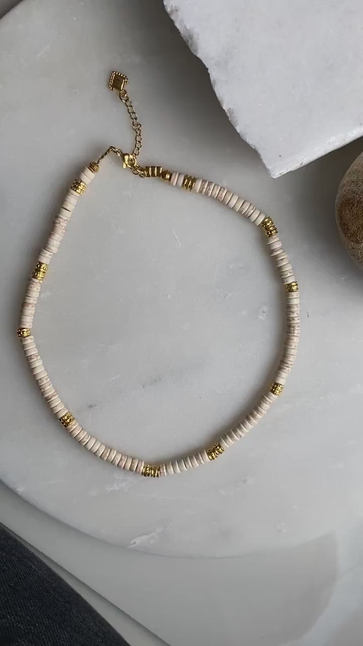 White heishi necklace