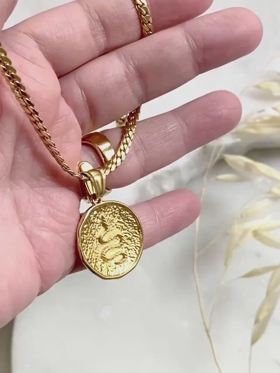 Gold Snake Coin necklace