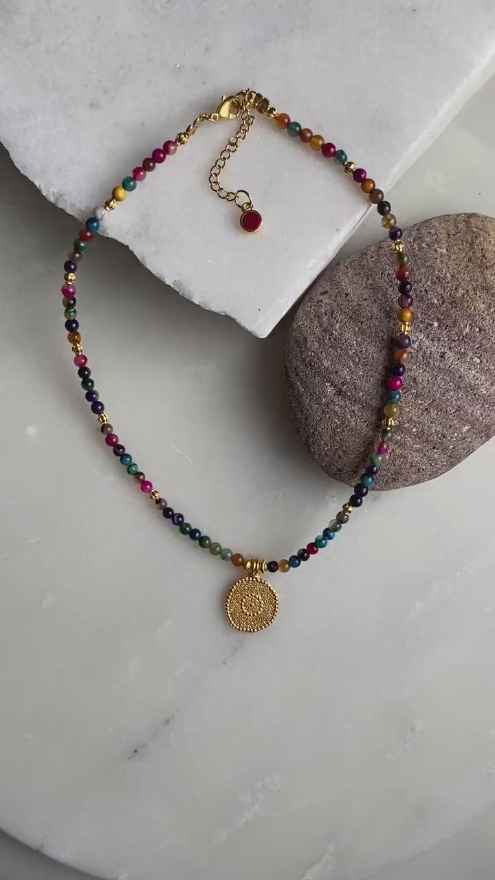 Heishi Necklace with Evil eye charm