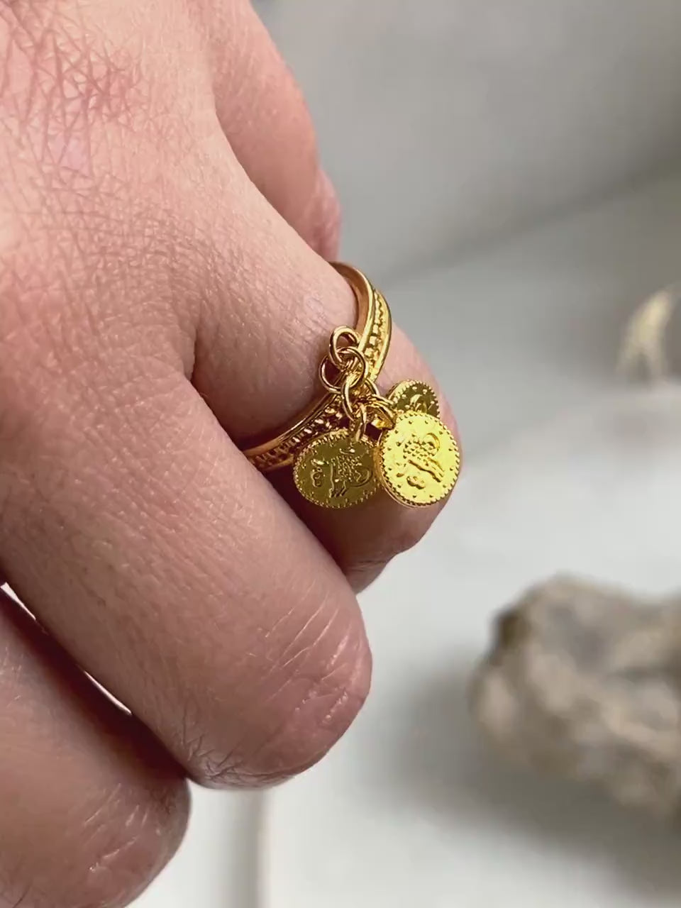 Statement tiny coins ring