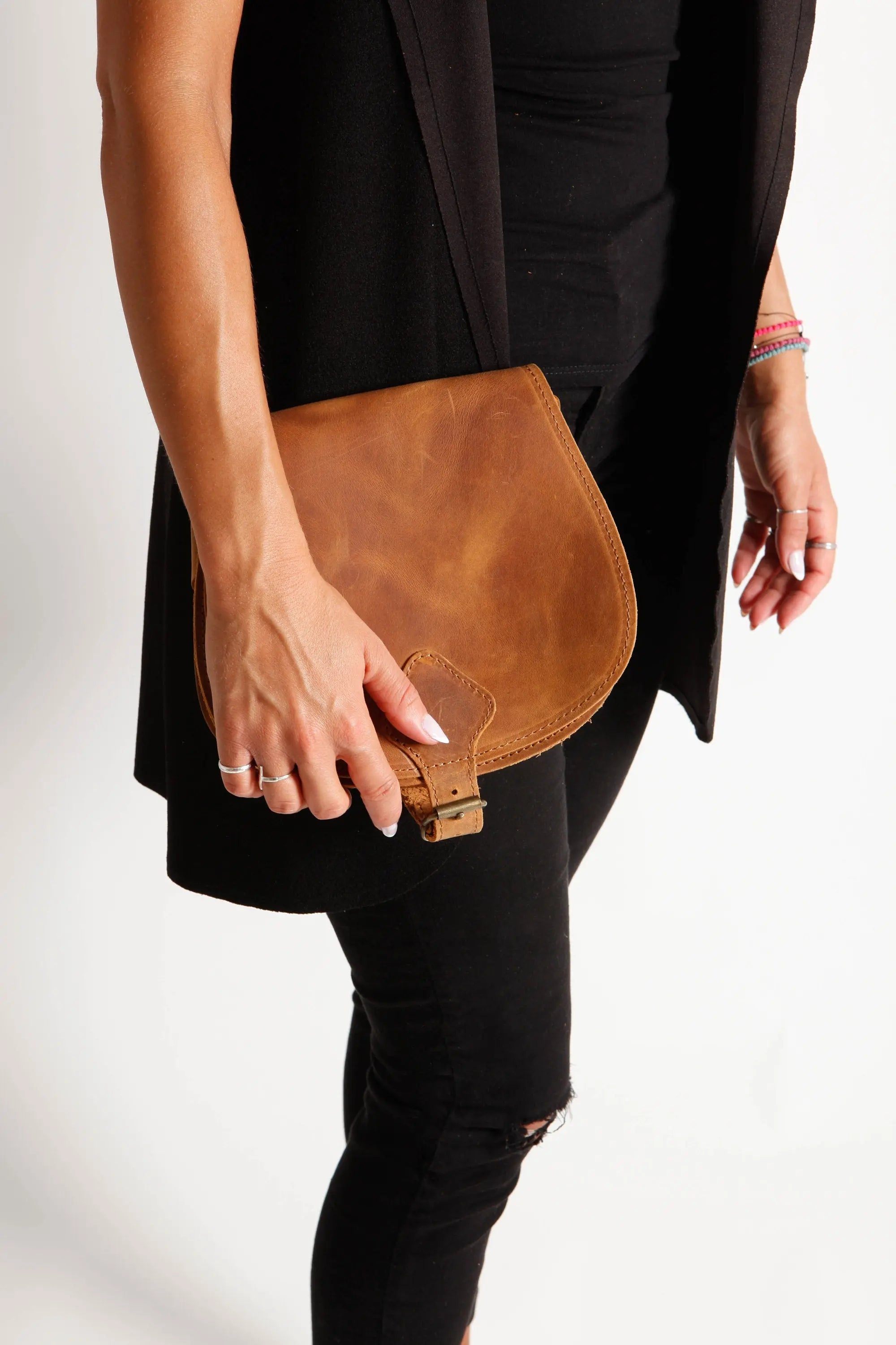 DIONE Medium, Genuine leather crossbody bag, Saddle bag, Leather crossbody bag for women, Leather purse, Messenger bag, Brown Half Moon bag