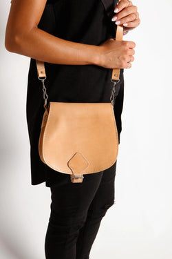 DIONE Medium, Genuine leather crossbody bag, Saddle bag, Leather crossbody bag for women, Leather purse, Messenger bag, Brown Half Moon bag