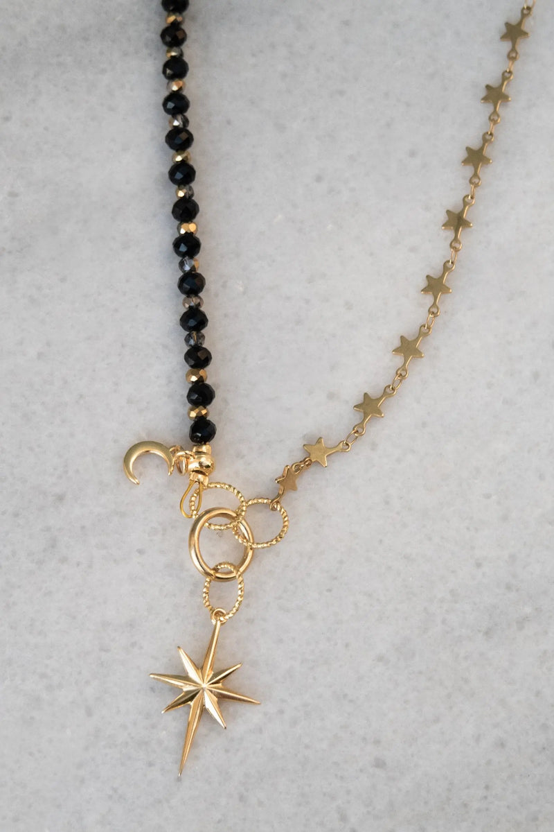 Bethlehem Star Necklace, Christmas Gift for her, Winter jewelry, Unique design Necklace, Crystal and steel Necklace, Gold star chain