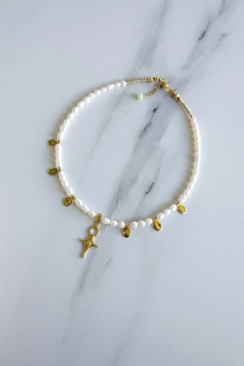 Real pearl beads necklace, Tribal Cross Necklace, Bijoux éthniques, Boho Perlenkette Damen, Bridal pearl necklace