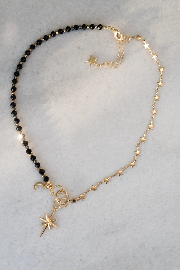 Bethlehem Star Necklace, Christmas Gift for her, Winter jewelry, Unique design Necklace, Crystal and steel Necklace, Gold star chain