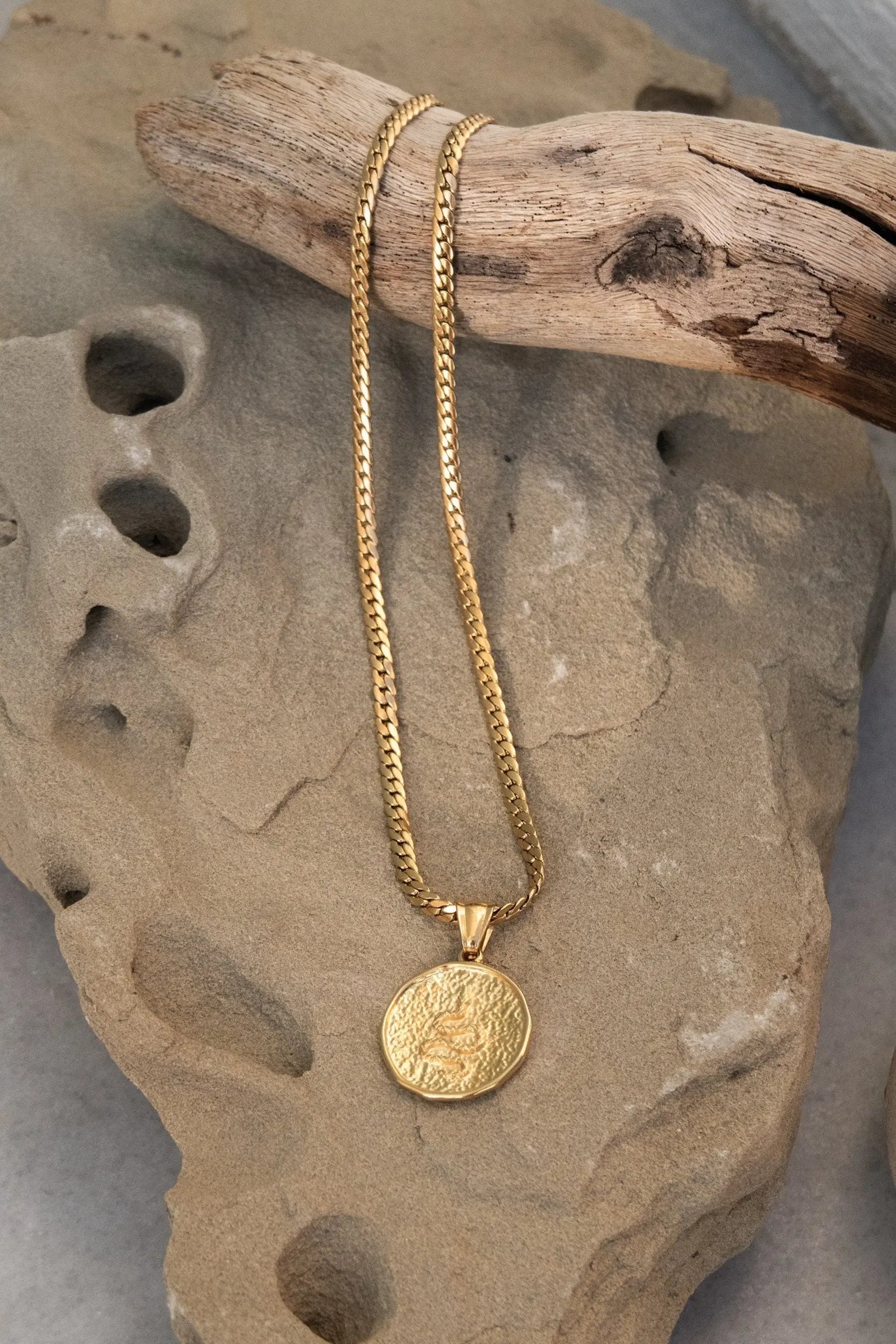 Snake Coin necklace, Collier serpent chaine or, Schlangenhalskette, Medallion Pendant Necklace