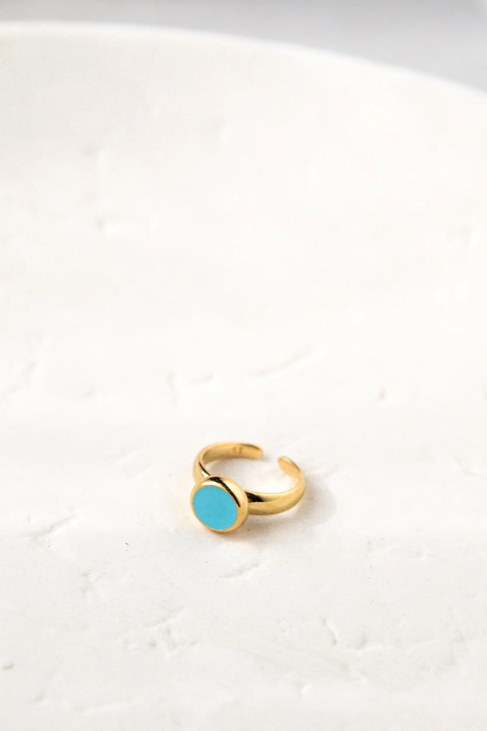 Turquoise Womens ring, 24k Gold Plated open ring, Minimalist statement ring, Plain round ring, Bague femme plaqué or