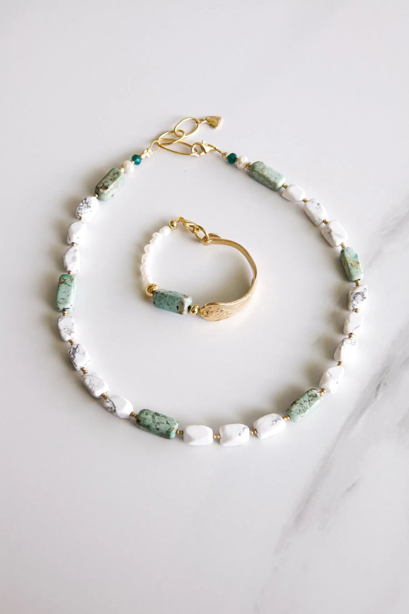 Freshwater Pearl bracelet, African Stone Bracelet, Jewelry set, Healing Crystal Bracelet, Boho chic Bracelet, Bracelet ethnique
