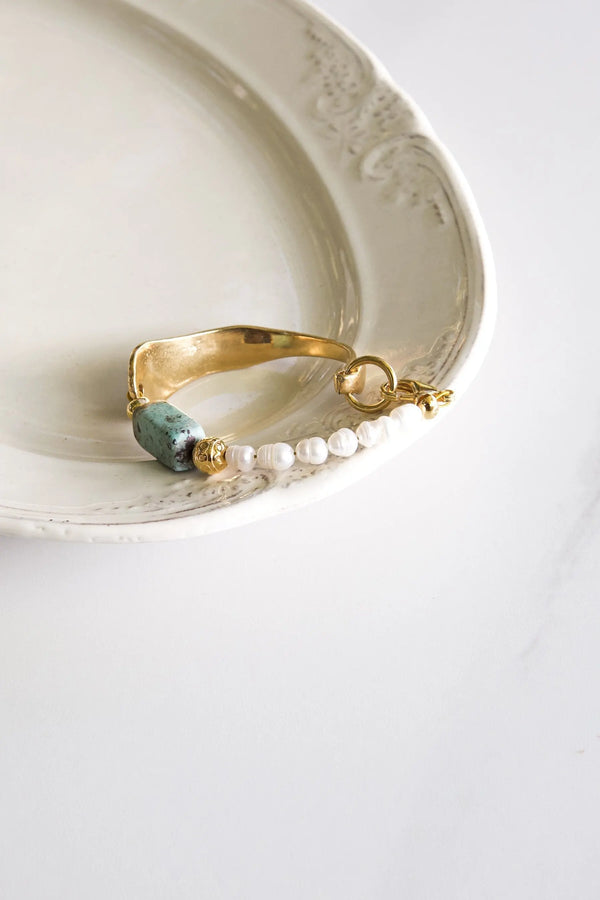 Freshwater Pearl bracelet, African Stone Bracelet, Jewelry set, Healing Crystal Bracelet, Boho chic Bracelet, Bracelet ethnique