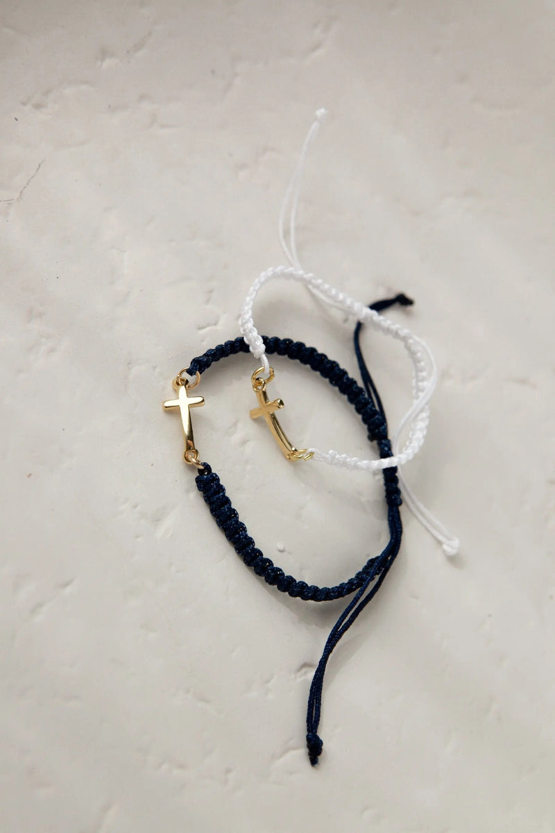 Macrame cross bracelet, Braided Religious Bracelet, First Communion gift, Byzantine motif