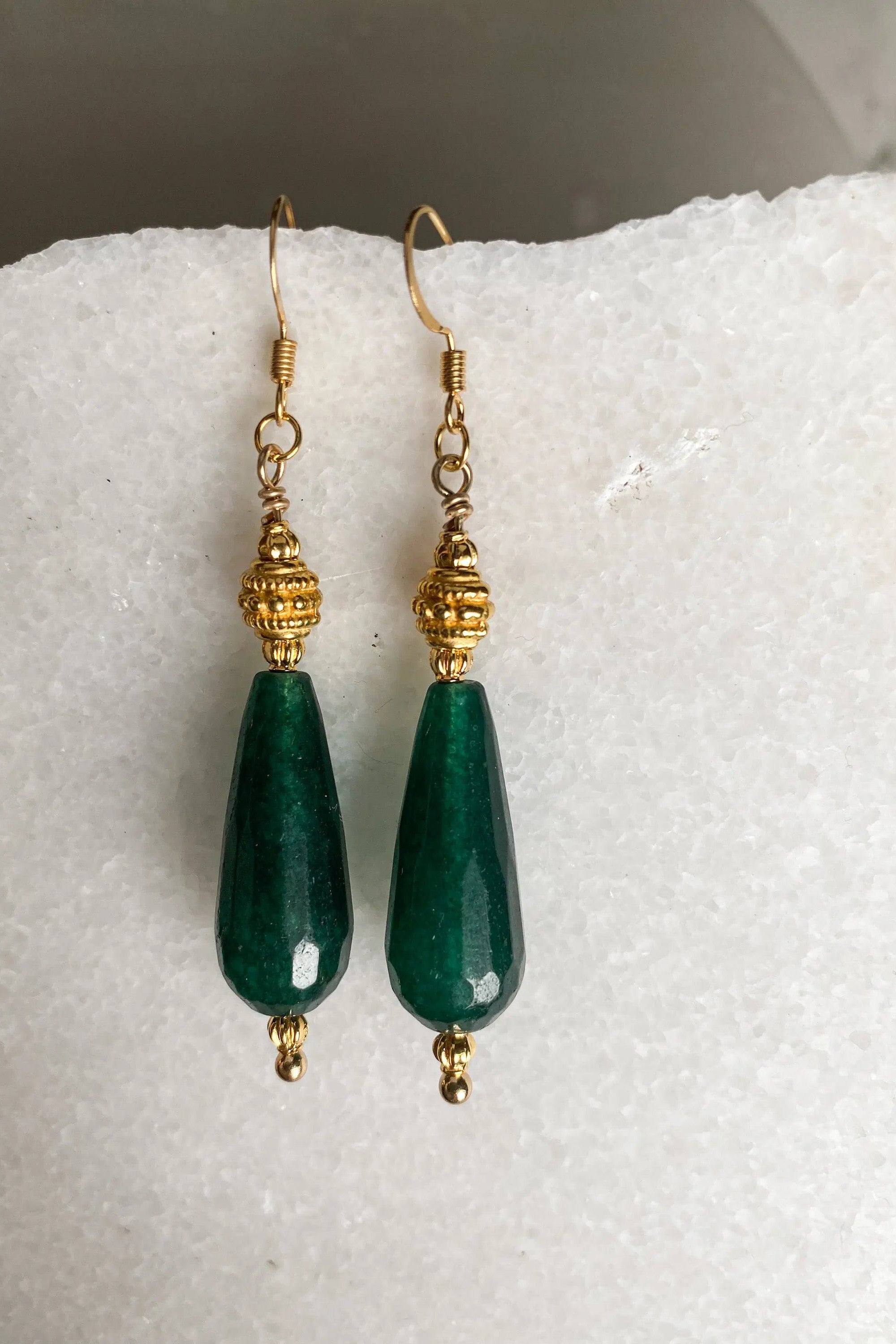 Statement Dangle & drop earrings, Gold gypsy earrings, Green Jade Earrings, Cute boho earrings, Ethnic Tribal Earrings