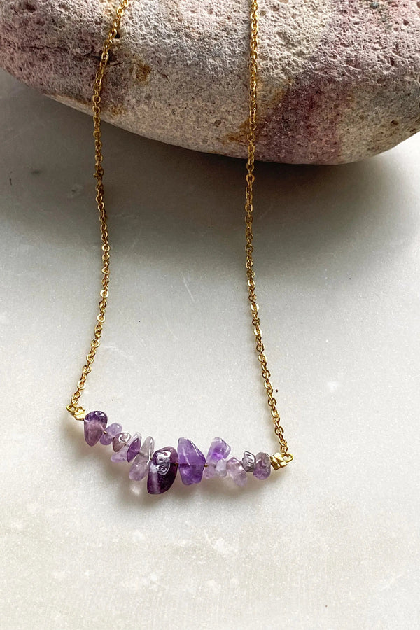 Dainty Crystal Necklace, Jade gemstone necklace, Amethyst gem necklace, Fluorite necklace, Bijoux Ethniques