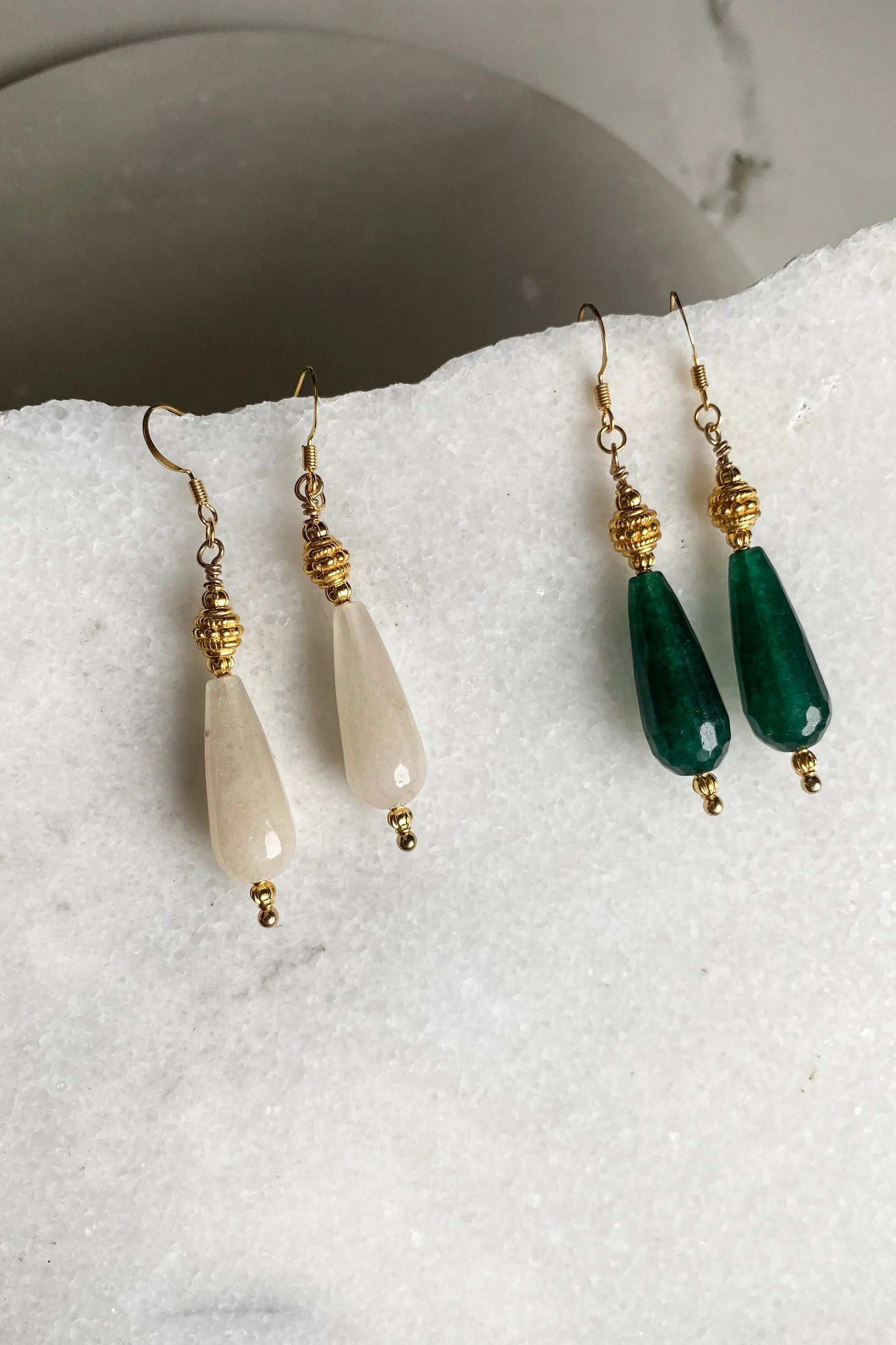 Statement Dangle & drop earrings, Gold gypsy earrings, Green Jade Earrings, Cute boho earrings, Ethnic Tribal Earrings