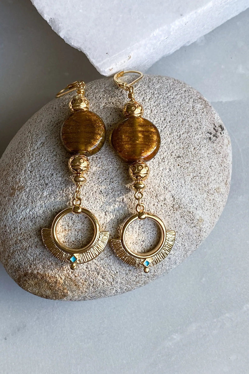 Statement Crystal Earrings, Dangle drop earrings, Ethnic Greek Earrings, Bohemian Gypsy Earrings, Gift for her