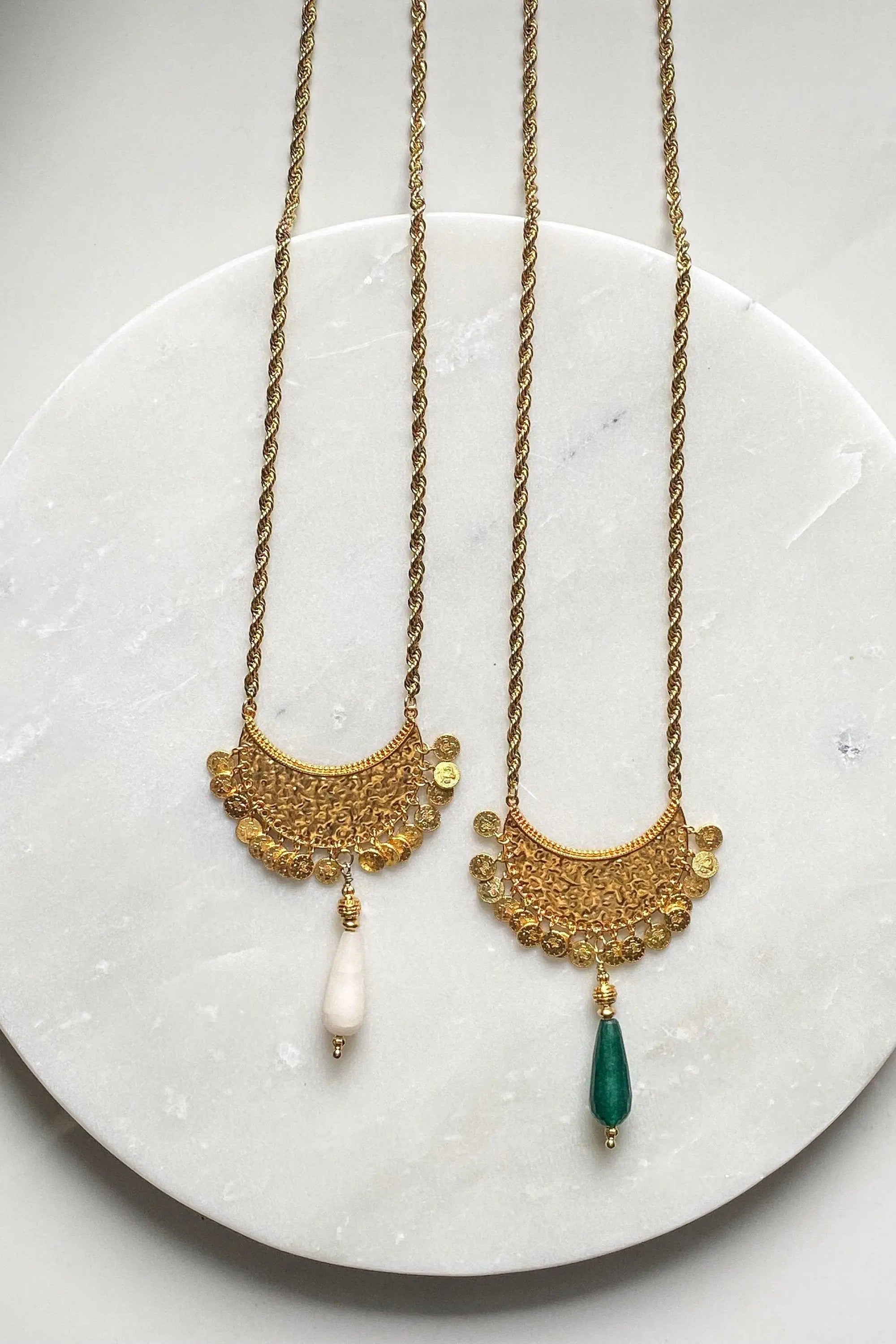 Boho Tribal Necklace, Ethnic coin Necklace with Jade Pendant, Collier femme artisanal, Jade gemstone necklace, Mothers day gift