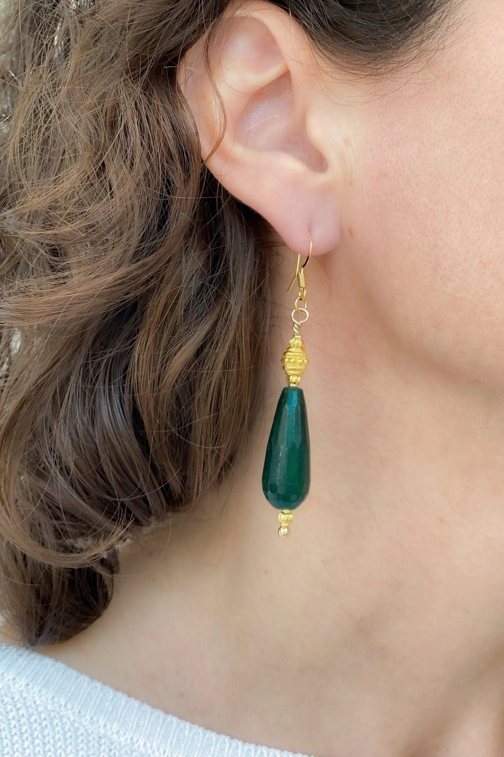 Statement Dangle & drop earrings, Gold gypsy earrings, Green Jade Earrings, Cute boho earrings, Ethnic Tribal Earrings