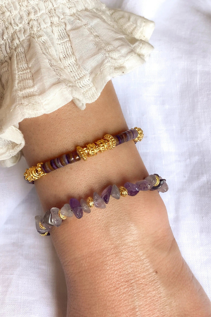 Amethyst bracelet, Gemstones beads bracelet, Boho chic birthstone bracelet, Healing Crystal Chakra Bracelet, Minimalist jade Bracelet