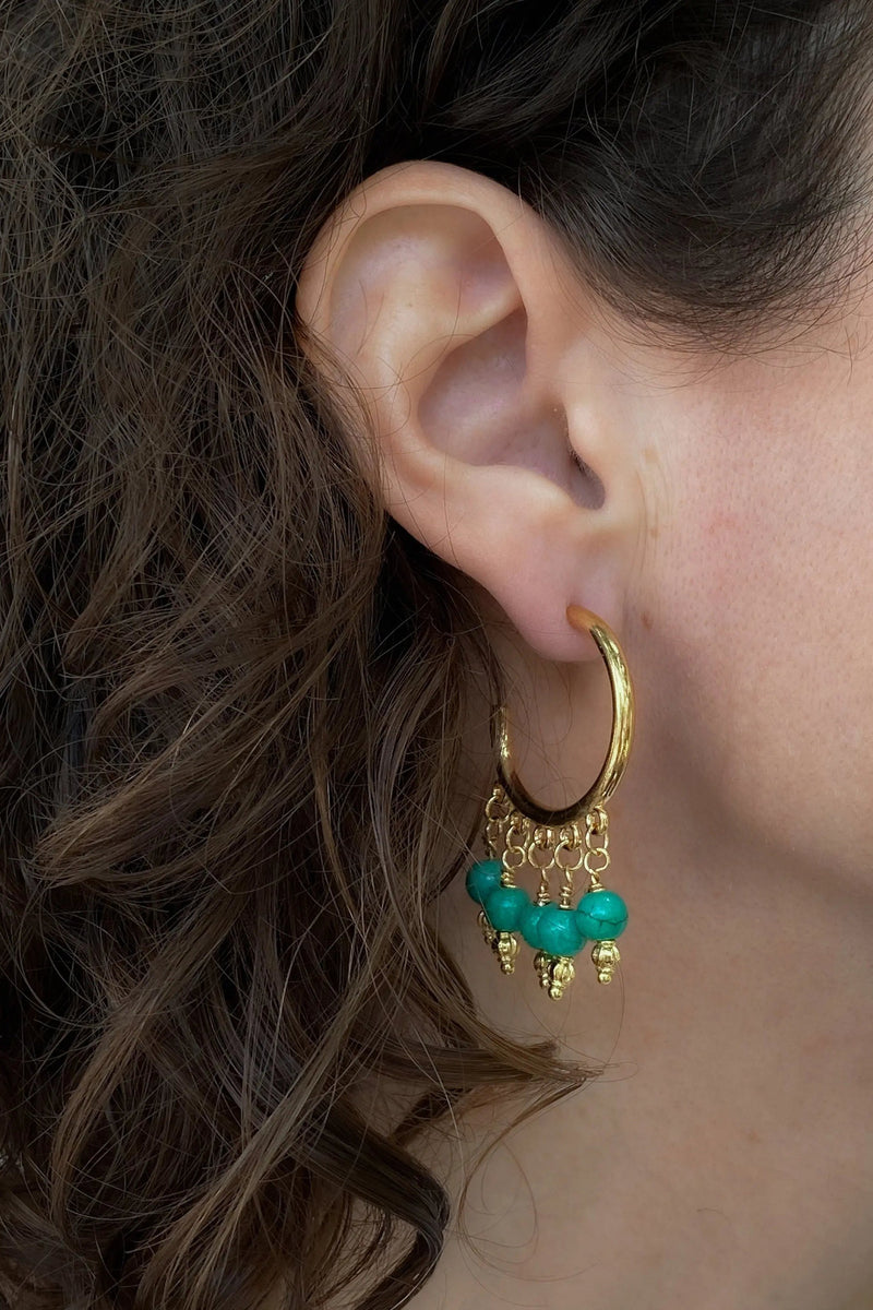 Boucles d'oreilles creoles ethniques, Boho chic ethnic earrings, Unique Gold hoop earrings, Statement Dangle Earrings, Large hoops ALEX