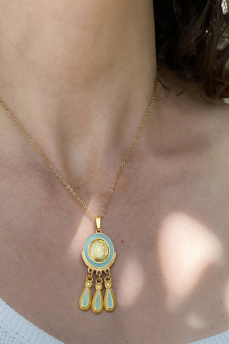 LUNO Boho chic necklace, Gold Charm Necklace, Minimalist chain necklace, collier femme boho, halskette Damen