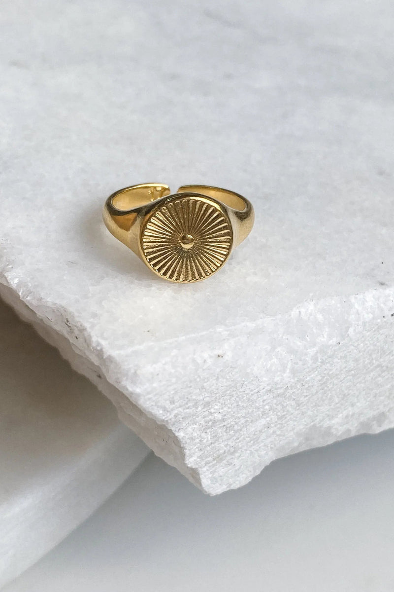 DELOS stamp gold ring, boho chic women ring, Gold plated adjustable ring, Dainty tribal ring, Minimalist stackable ring, Gift for her