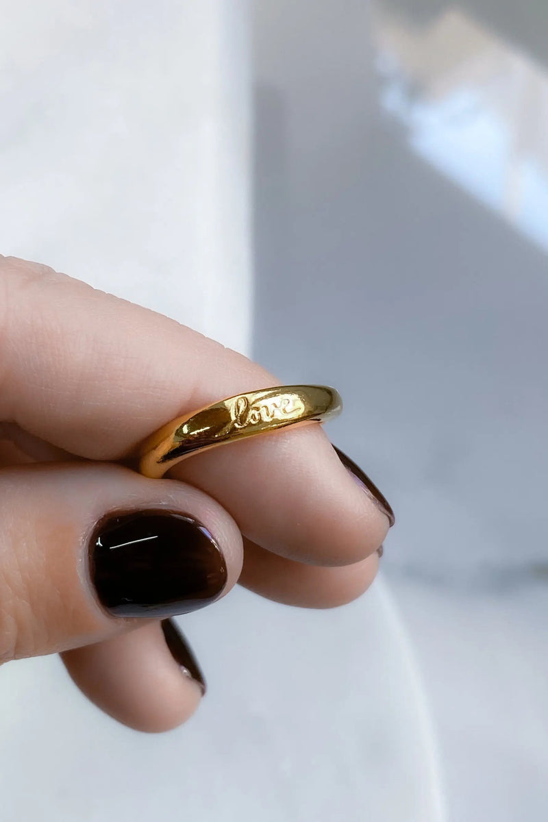 Promise LOVE ring, Minimalist love band, Gold filled Half round ring, Stackable thin dome ring, Adjustable love ring, Proposal Gold Ring