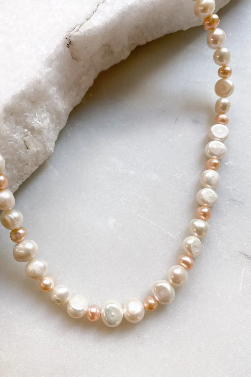 Freshwater Pearl Necklace White Pink Pearl Necklace Natural Pearl Choker Bridal Necklace Gift for Bride