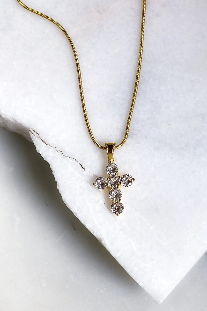 Big Cross pendant necklace, Dainty gold snake chain, Zircon Cross, Large cross Chain Necklace, Vintage style cross necklace, Christmas gift