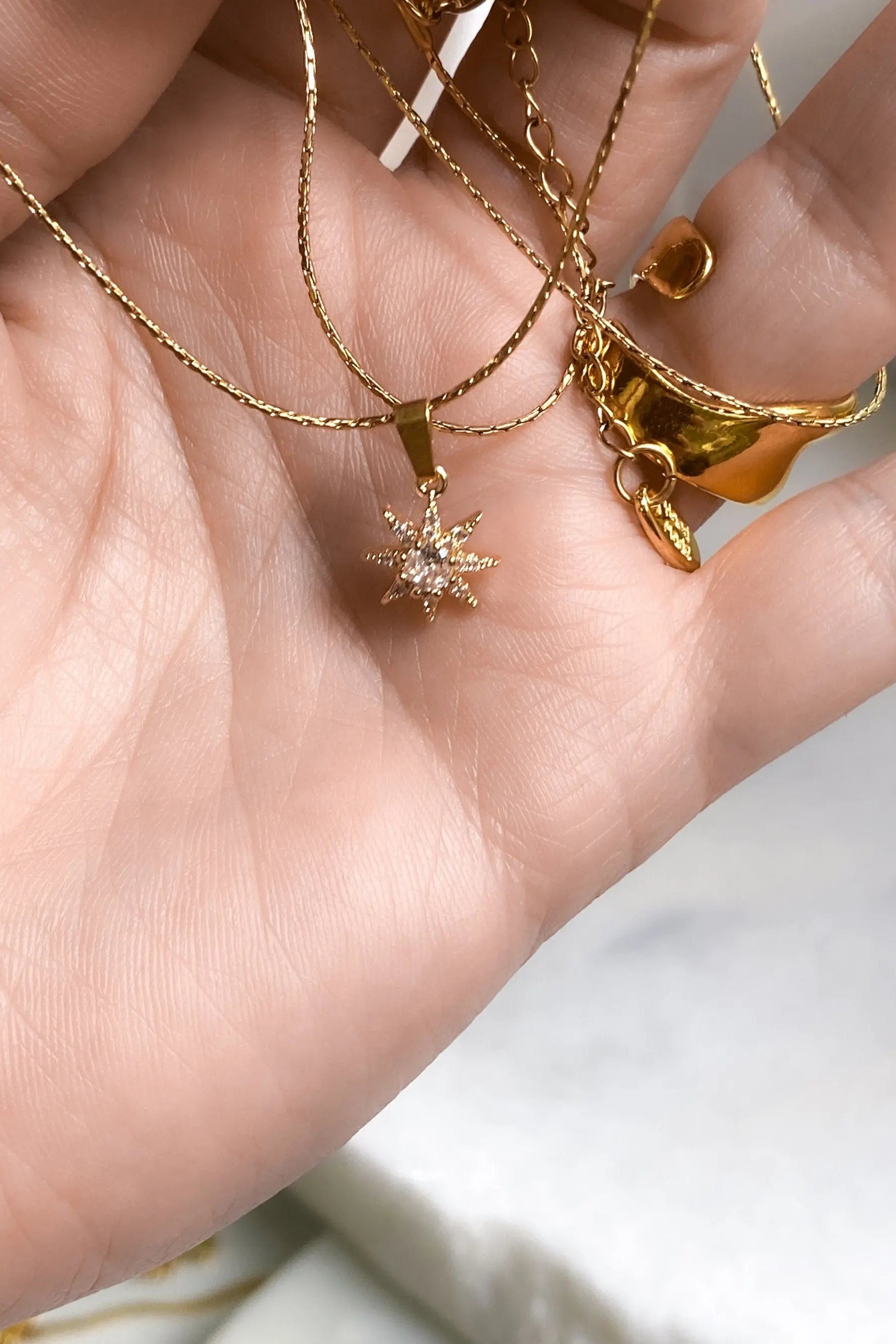 Small star necklace, Dainty star necklace, Zircon star Necklace, Gold chain star Necklace, Minimalist star Necklace, Gift for her