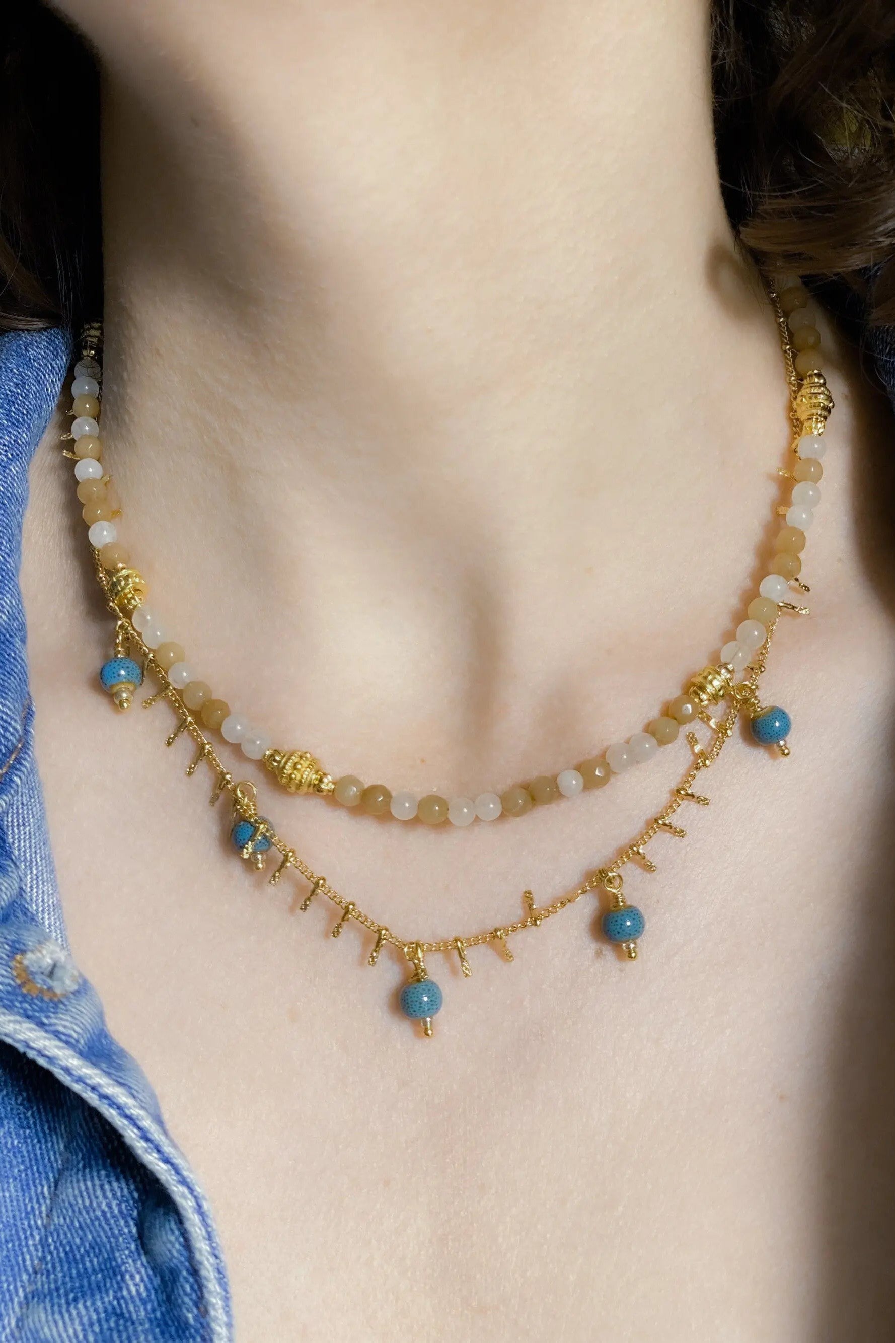 AMALIA Brown Heishi necklace, Agate Beaded Necklace, Boho chic Necklace, Surfer choker, Beige Dainty Necklace, Gift for her