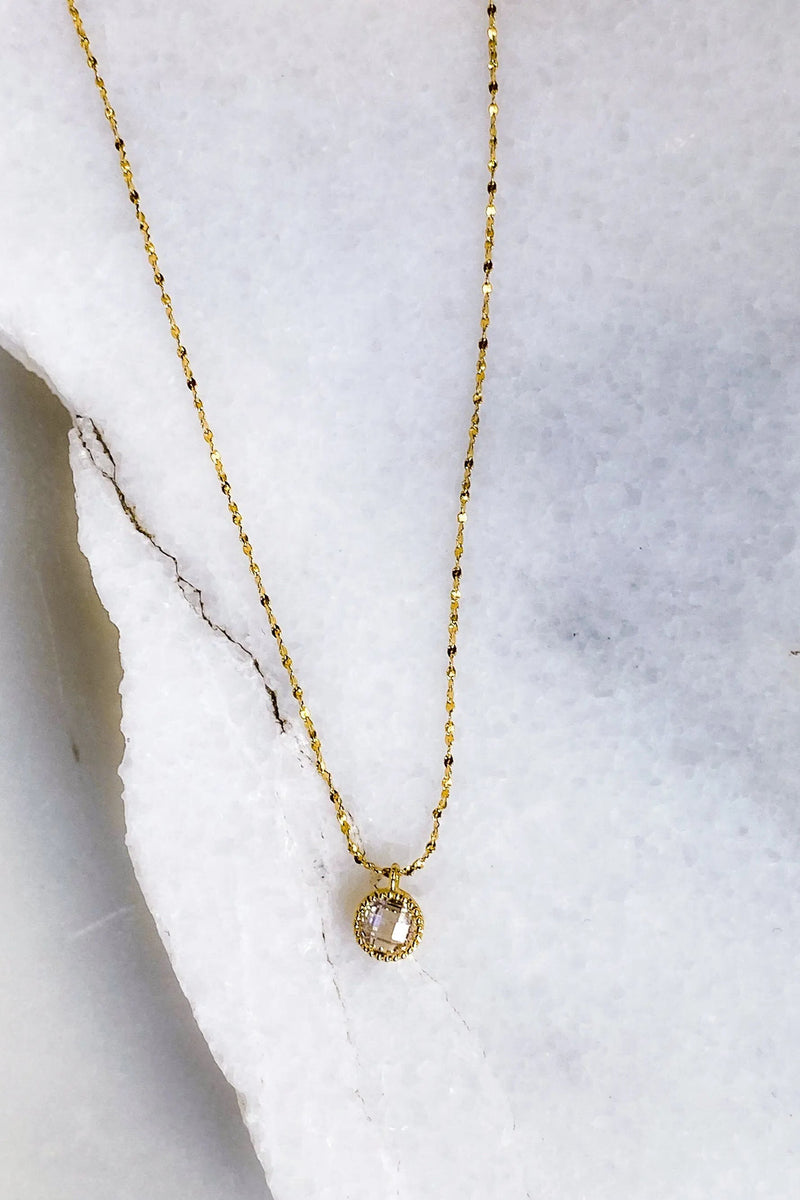 Diamond solitaire necklace, Round Zircon charm Pendant, Dainty Round Solitaire charm necklace, Minimalist zircon pendant, Gift for her